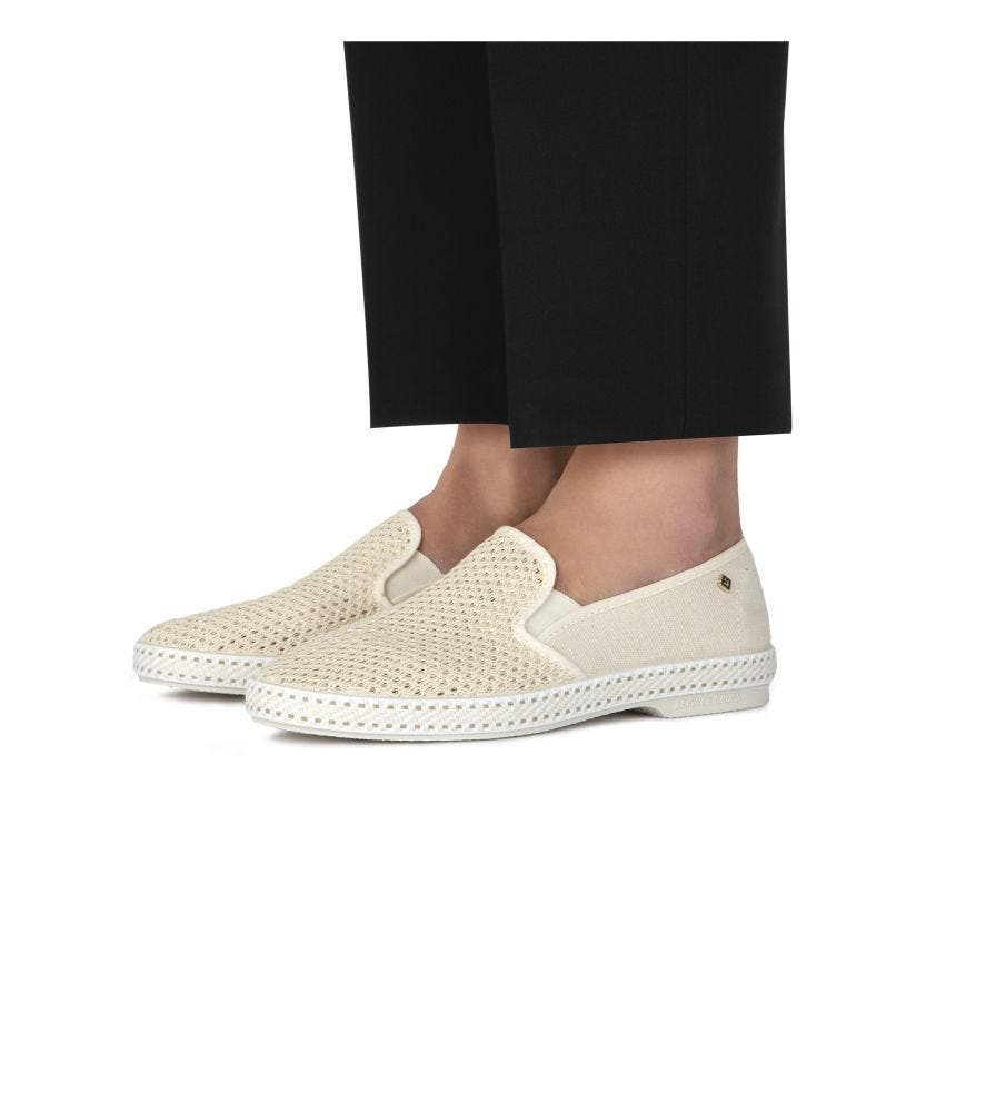 Rivieras Classic Canvas & Mesh Slip-On Loafer, Alternate, color, Cream