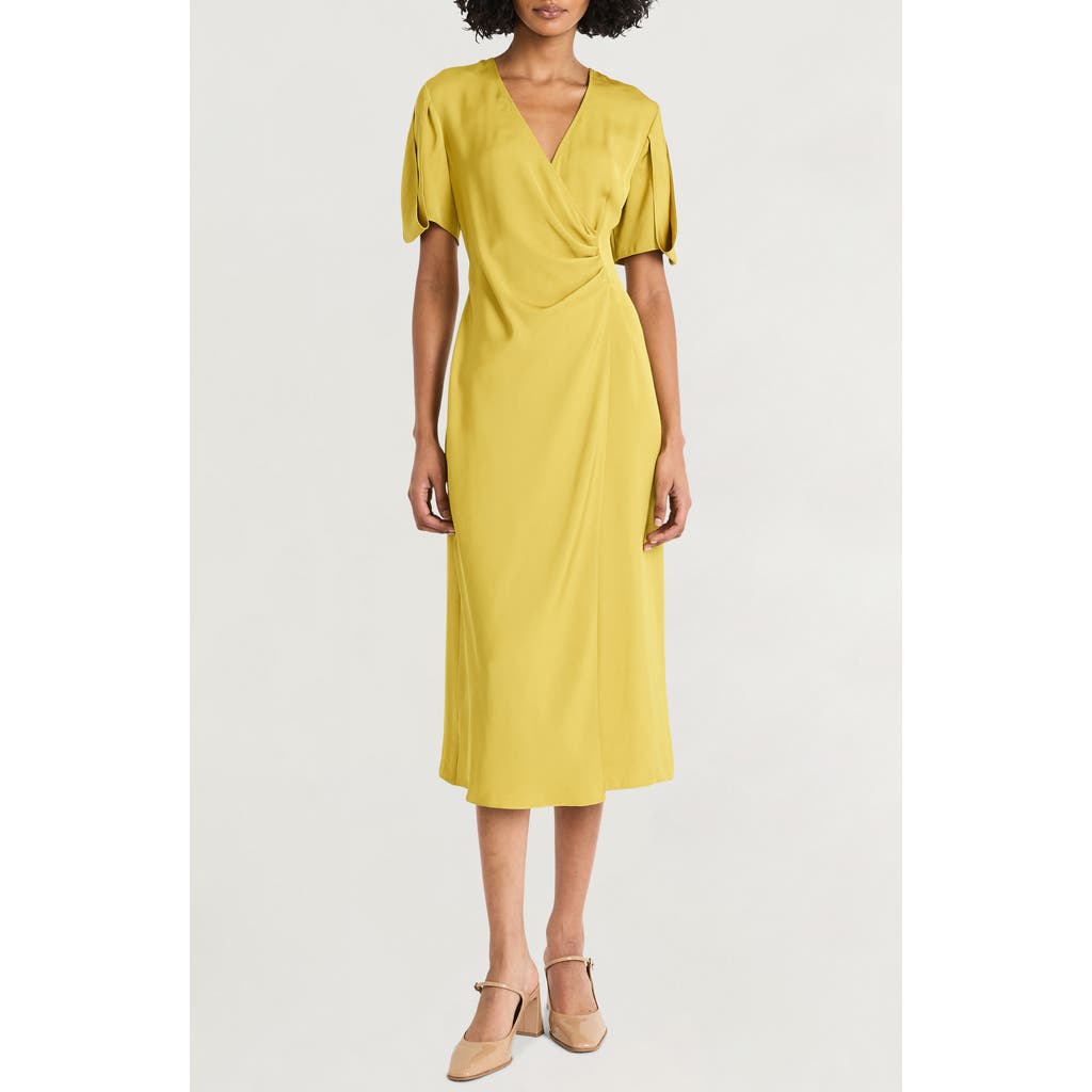 Luxely Pleated High-Low Dress in Olive Oil