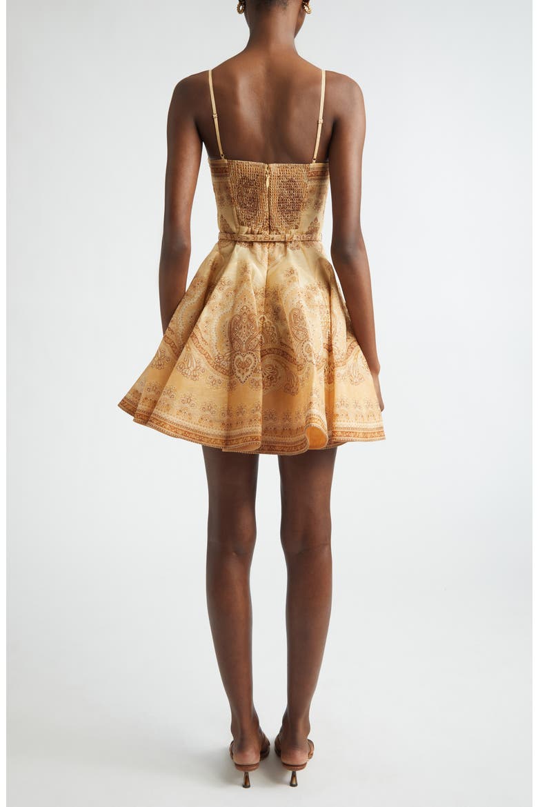Kindred Spirit Luna Paisley Print Twist Linen & Silk Minidress, Alternate, color, TAN PERLA PAISLEY