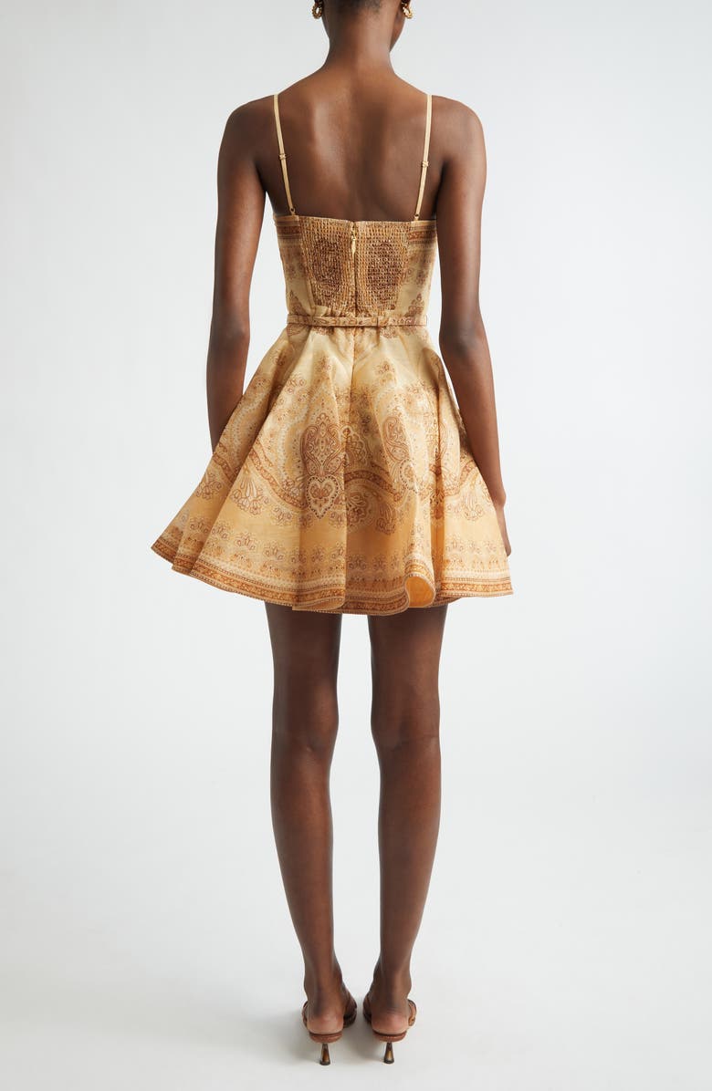 Zimmermann Kindred Spirit Luna Paisley Print Twist Linen & Silk Minidress, Alternate, color, Tan Perla Paisley