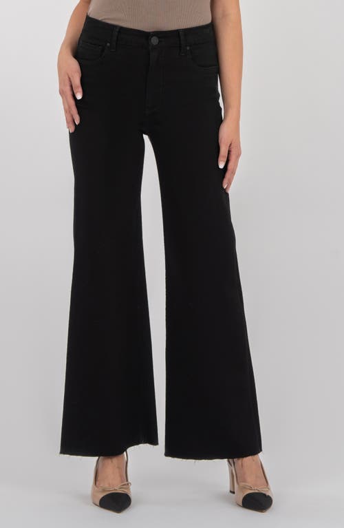 Kut From The Kloth Meg Raw Hem Wide Leg Jeans In Black