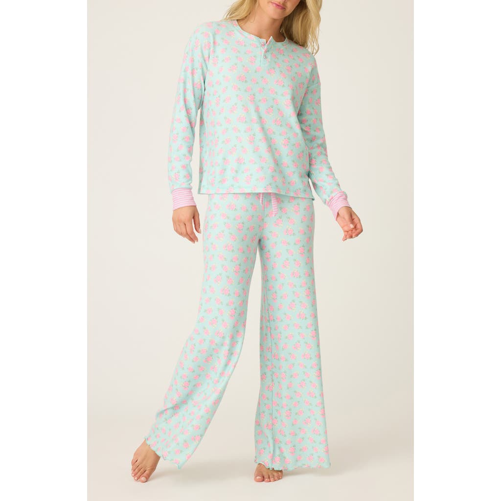 Pj Salvage Secret Garden Peachy Thermal Pajamas In Green