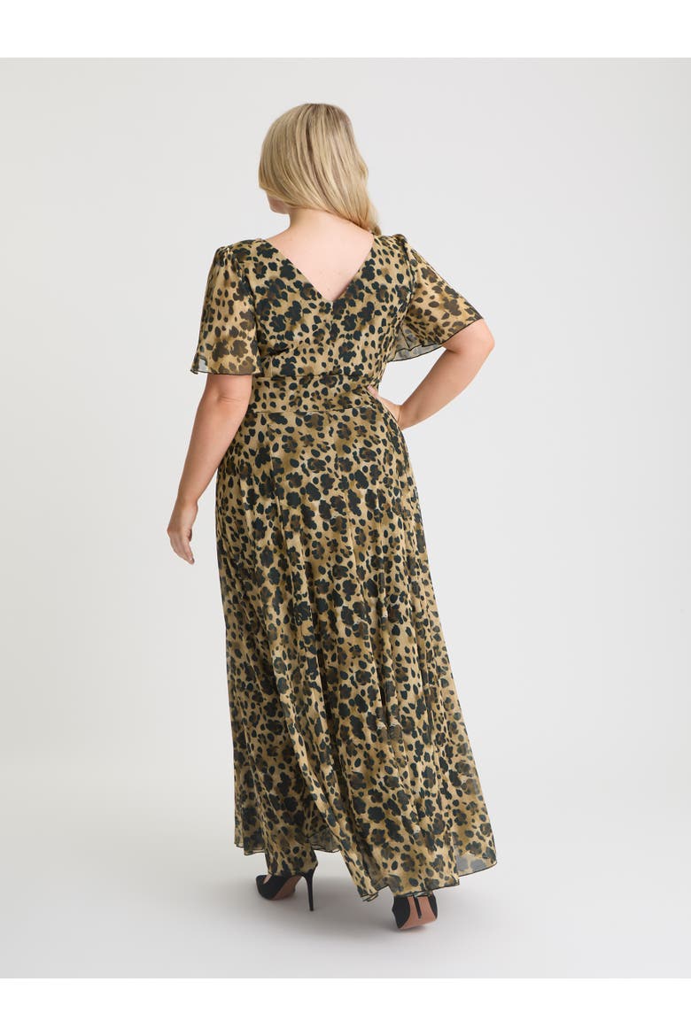 Isabelle Short  Sleeve Maxi Dress, Alternate, color, Leopard Print