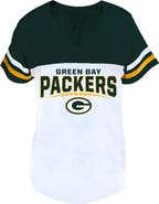 PROFILE Women's Profile Green/White Green Bay Packers Plus Size Split Body V-Neck T-shirt