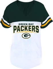 PROFILE Women's Profile Green/White Green Bay Packers Plus Size Split Body V-Neck T-shirt