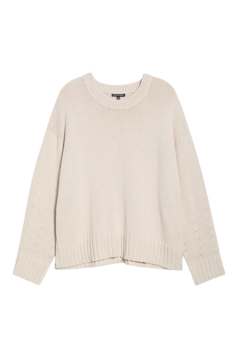 Crewneck Organic Cotton Sweater, Alternate, color, PLASTER