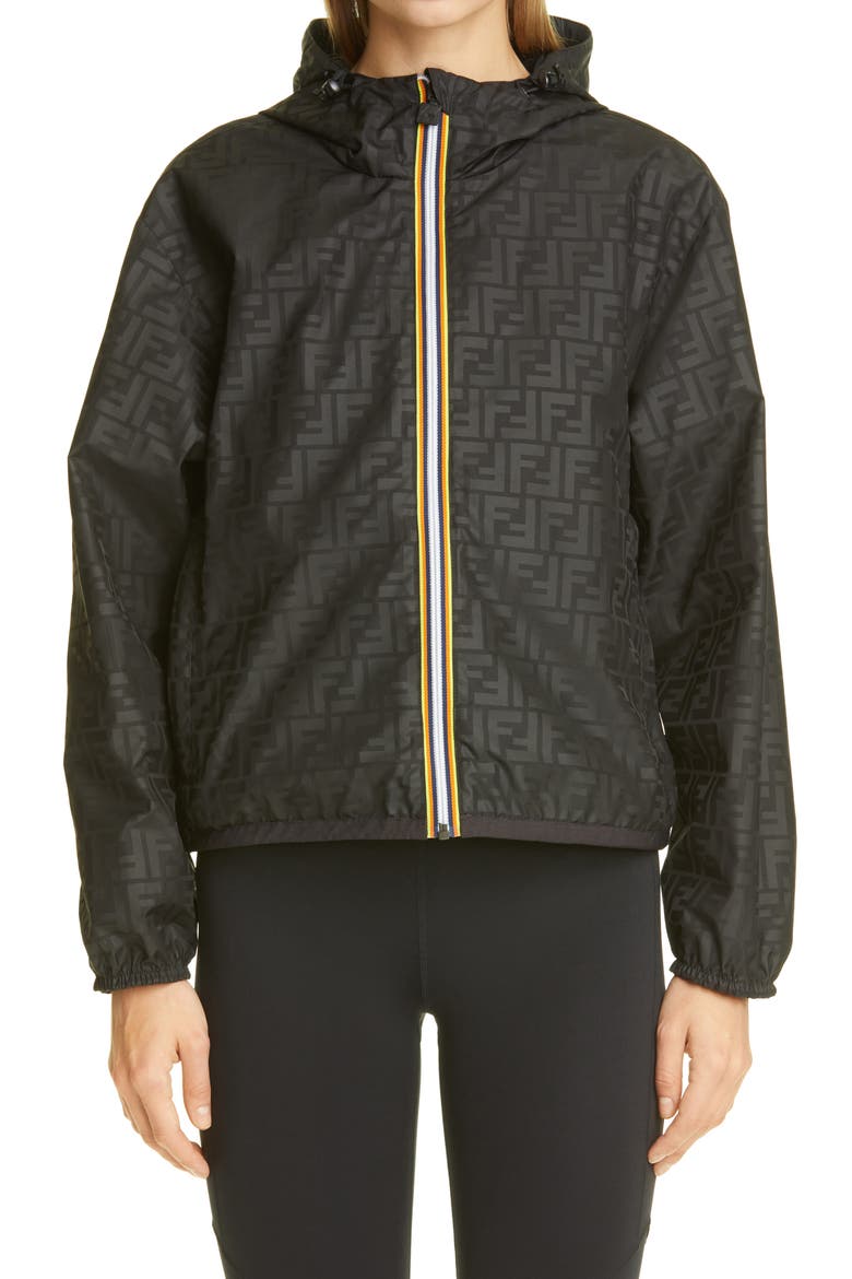 x K-Way® Hooded Reversible Waterproof Windbreaker, Main, color, BLACK