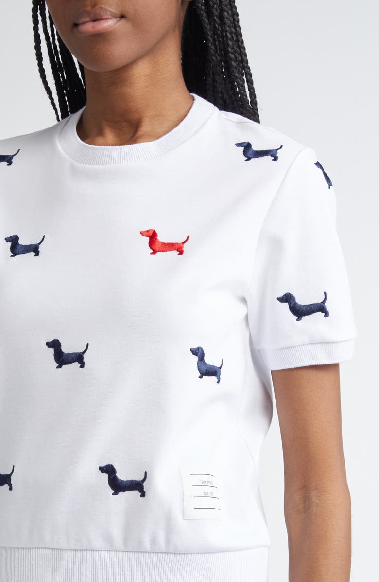 Thom Browne Hector Embroidered Cotton Sweater, Alternate, color, 