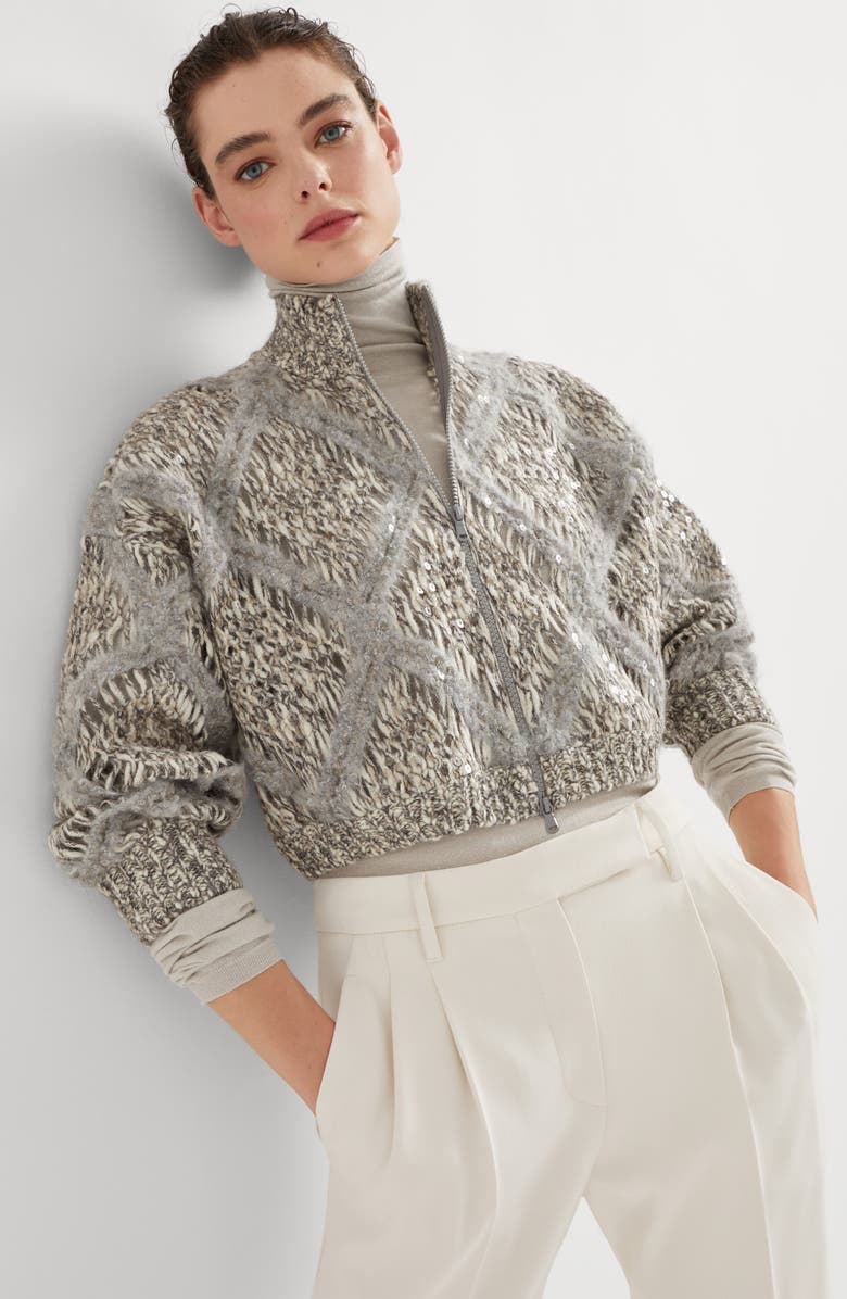 Brunello Cucinelli Dazzling Embroidery cardigan, Alternate, color, 