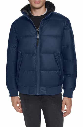 Quilted Bomber Jacket with Faux Shearling Collar
