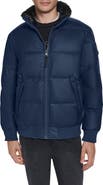 KARL LAGERFELD PARIS Quilted Bomber Jacket with Faux Shearling Collar
