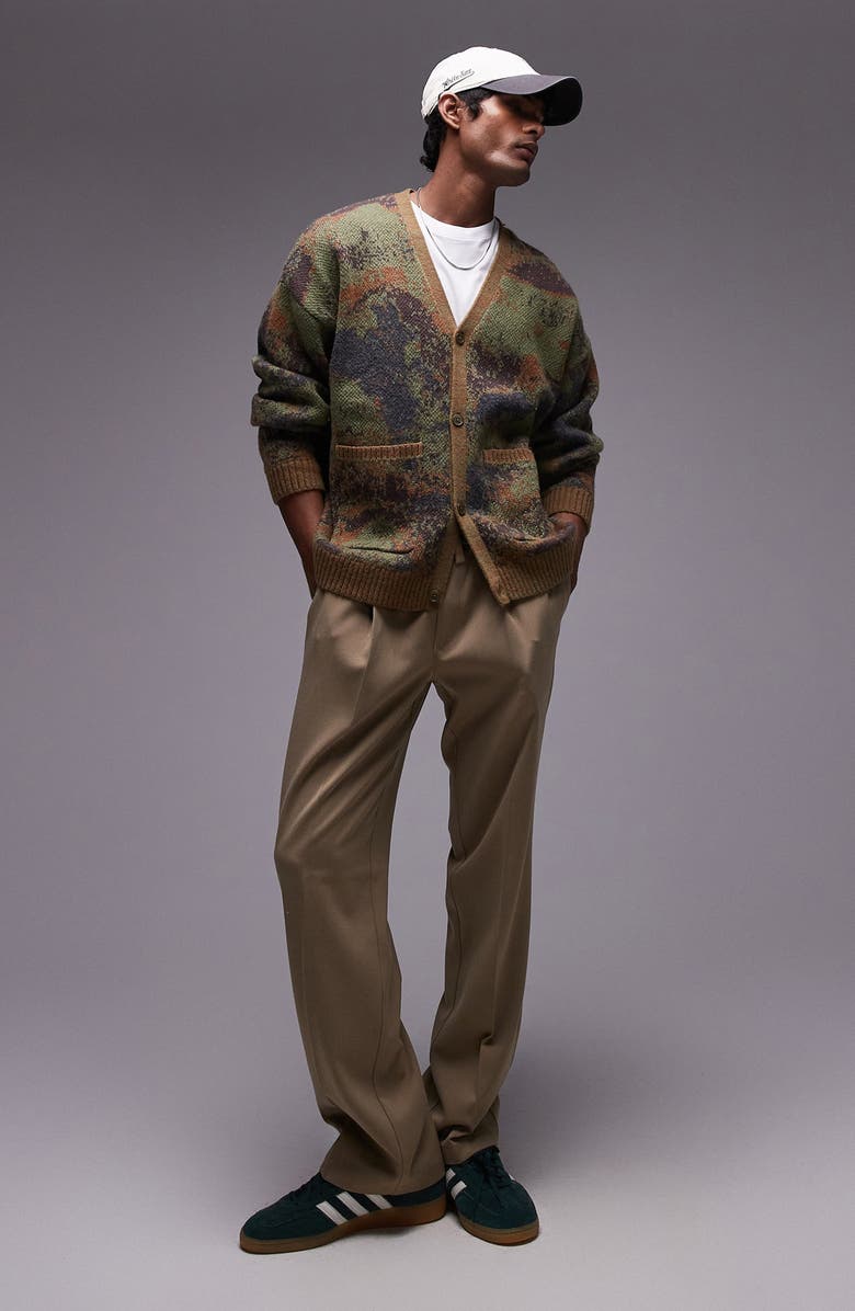 Topman Abstract Pattern Oversize Cardigan, Main, color,