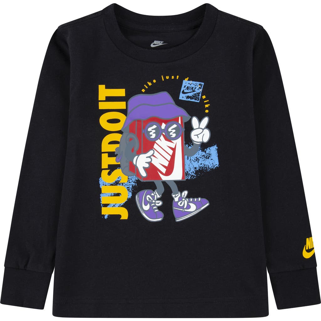 Nike Kids' Boxy Peace Long Sleeve Graphic T-shirt In Black