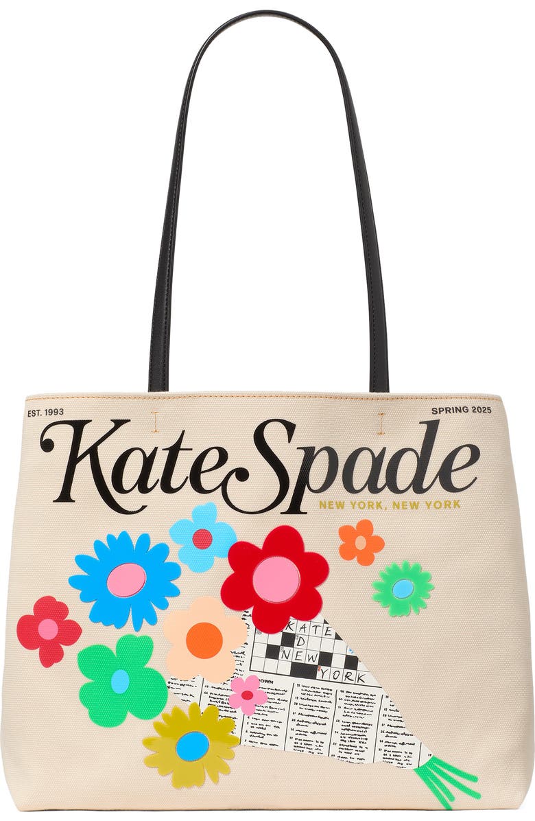 Kate Spade New York fresh picks canvas tote, Main, color, Beige Multi