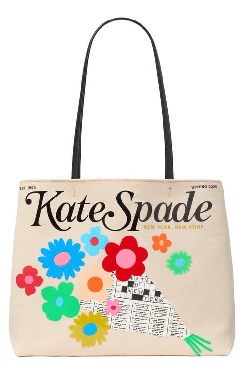 Kate Spade New York Fresh Picks Canvas Tote In Beige Multi