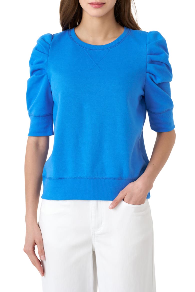 Janine Puff Sleeve Sweatshirt, Main, color, PALACE BLUE
