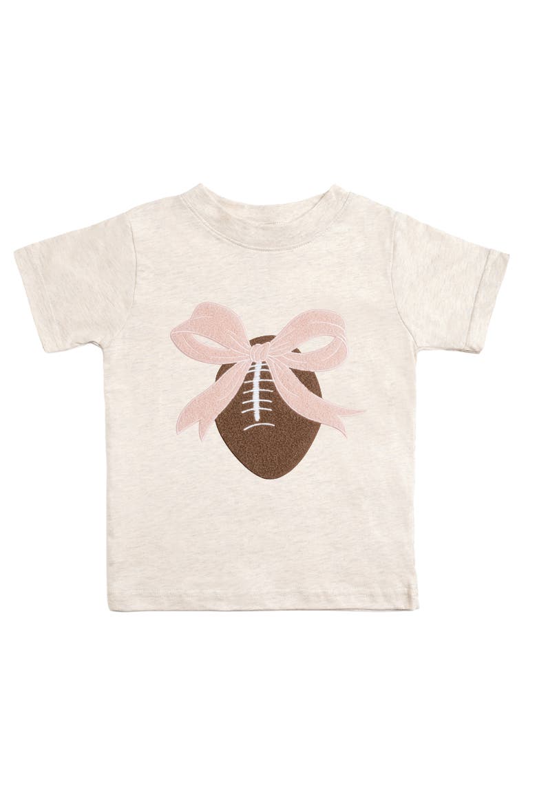 Bow Football Patch Short Sleeve T-Shirt, Main, color, Natural