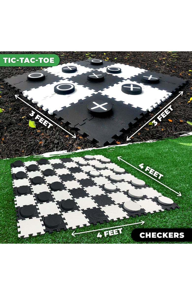 Swooc Games 2-in-1 Premium Giant Checkers & Tic Tac Toe Game, Alternate, color, Black, White