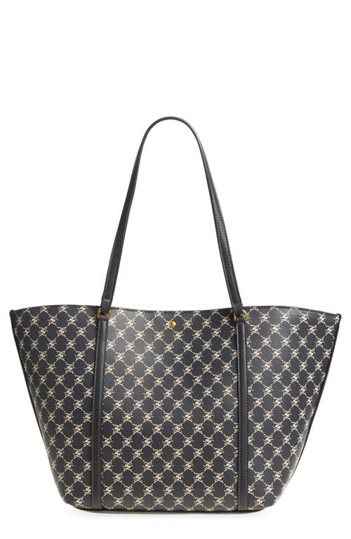 Mango Monogram Faux Leather Tote In Navy