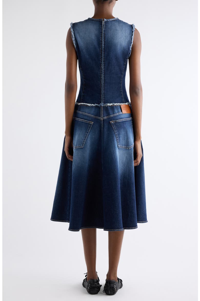 Duffena Layered Denim Midi Dress, Alternate, color, DARK BLUE