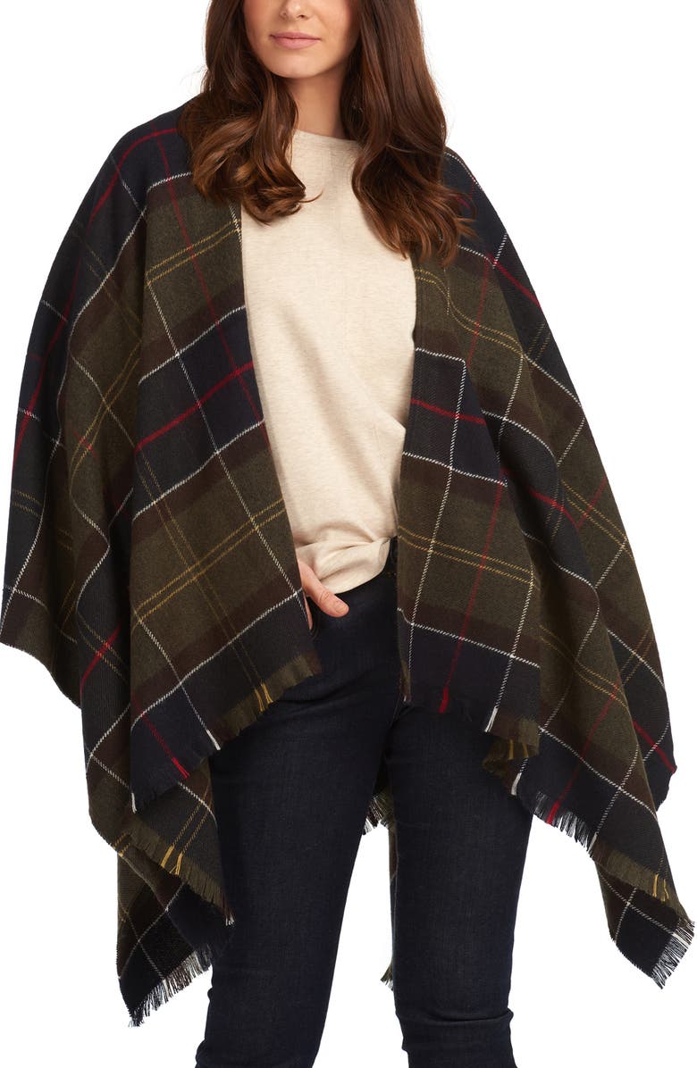 Barbour Staffin Tartan Poncho, Main, color, 