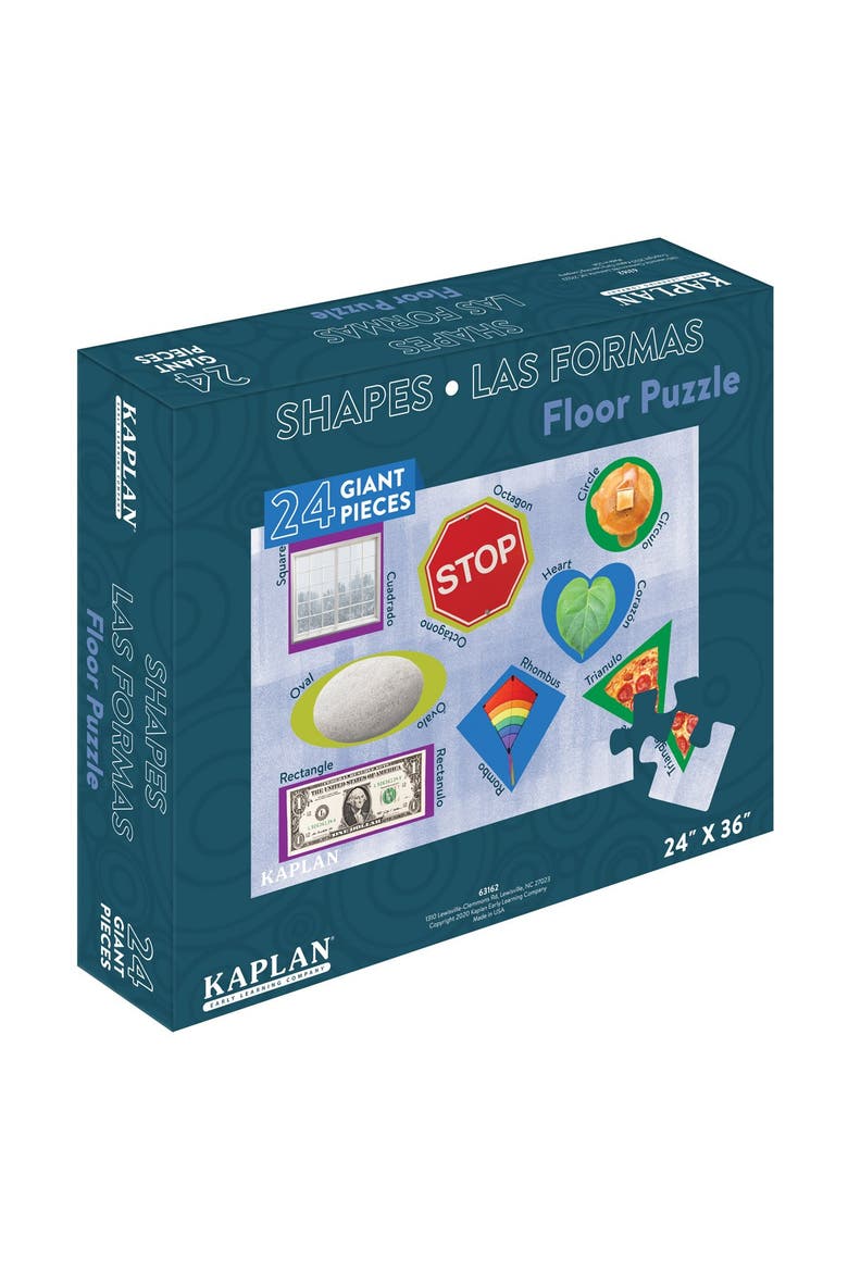 Shapes - Las Formas - Bilingual Floor Puzzle - 24 Pieces, Alternate, color, Blue