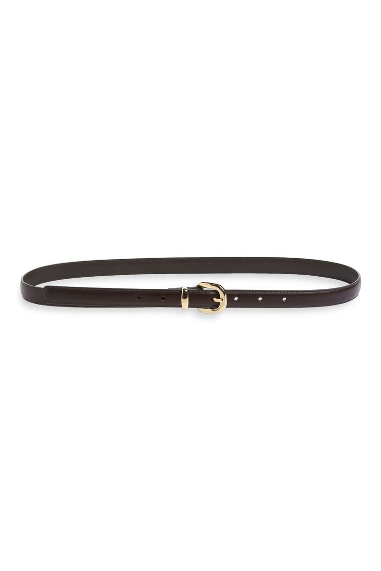 Skinny Leather Belt, Main, color, DARK CAROB