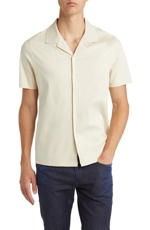 Powell Solid Short Sleeve Cotton Button-Up Camp Shirt