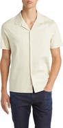 BOSS Powell Solid Short Sleeve Cotton Button-Up Camp Shirt
