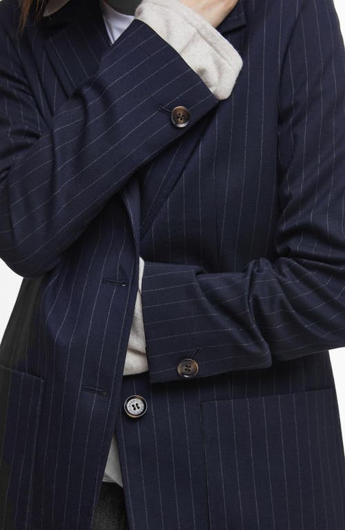 Barbour Imogen Pinstripe Tailored Jacket In Navy Pinstripe/hessian
