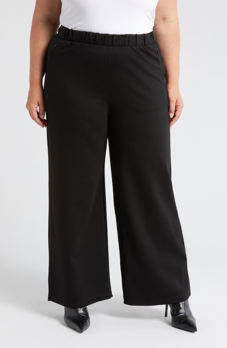 Universal Standard Stephanie Wide Leg Ponte Pants, Main, color, Black