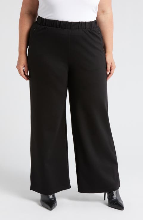 Stephanie Wide Leg Ponte Pants (Plus)