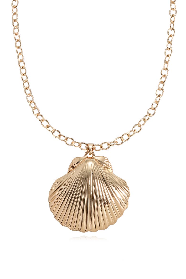 Scallop Shell Pendant Necklace, Alternate, color, GOLD