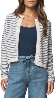 Splendid Amber Stripe Crop Cotton & Wool Blend Cardigan