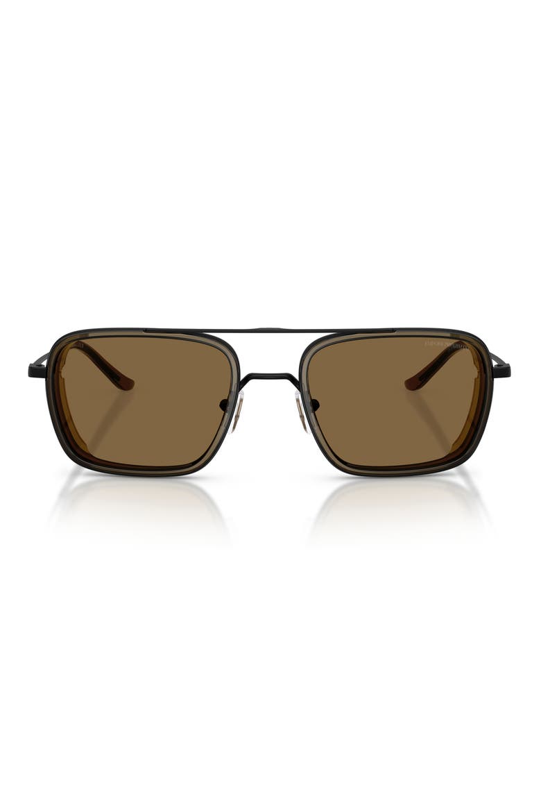 54mm Square Sunglasses, Main, color, MATTE BLACK / DARK GREEN