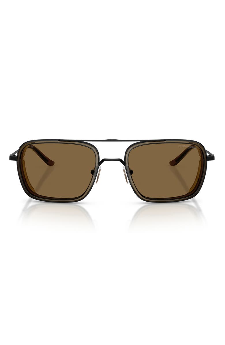Emporio Armani 54mm Square Sunglasses, Main, color, Matte Black / Dark Green