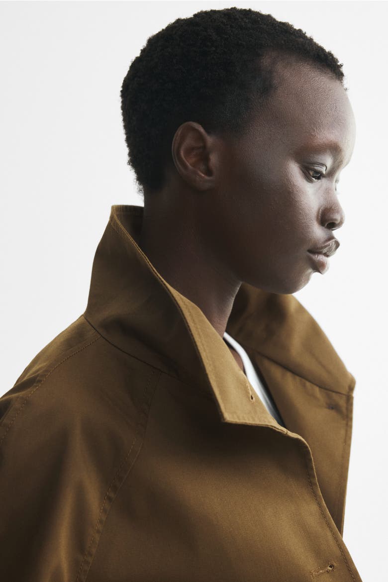 Funnel-collar Twill Jacket, Alternate, color, Khaki green