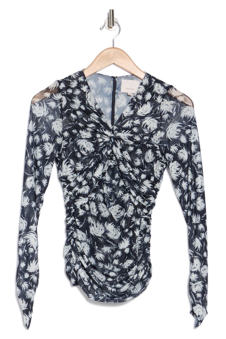 Aniya Floral Mesh Top, Alternate, color, NAVY/ IVORY