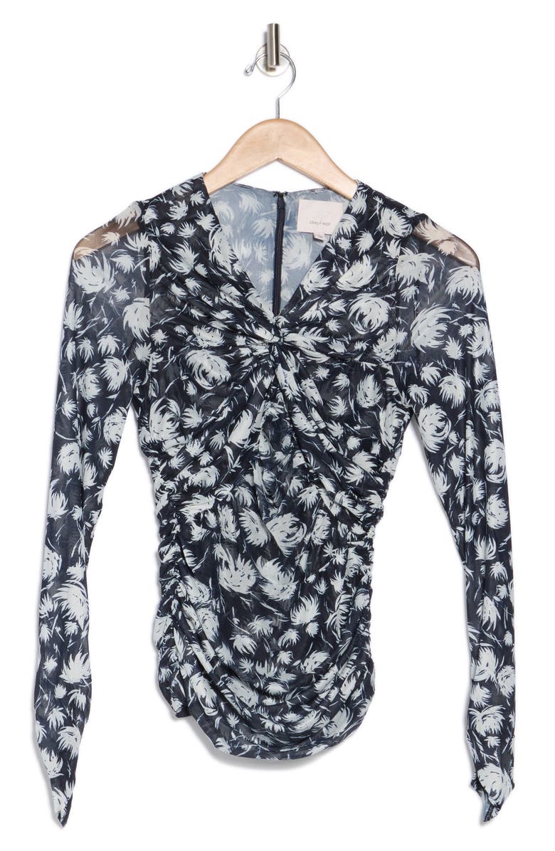 Cinq à Sept Aniya Floral Mesh Top, Alternate, color, Navy/ Ivory