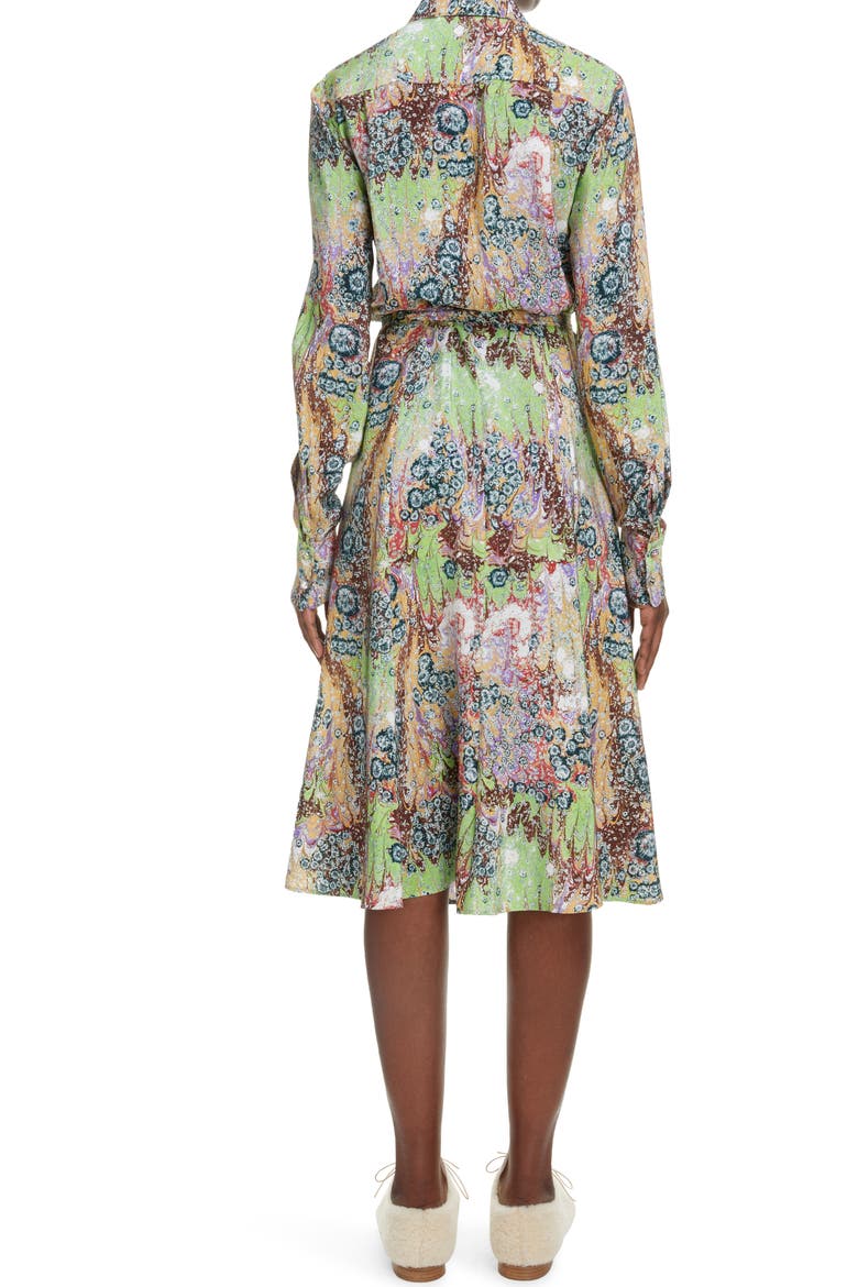 Marble Print Silk Crêpe de Chine Shirtdress, Alternate, color, MULTICOLOR GREEN 1 3ZA