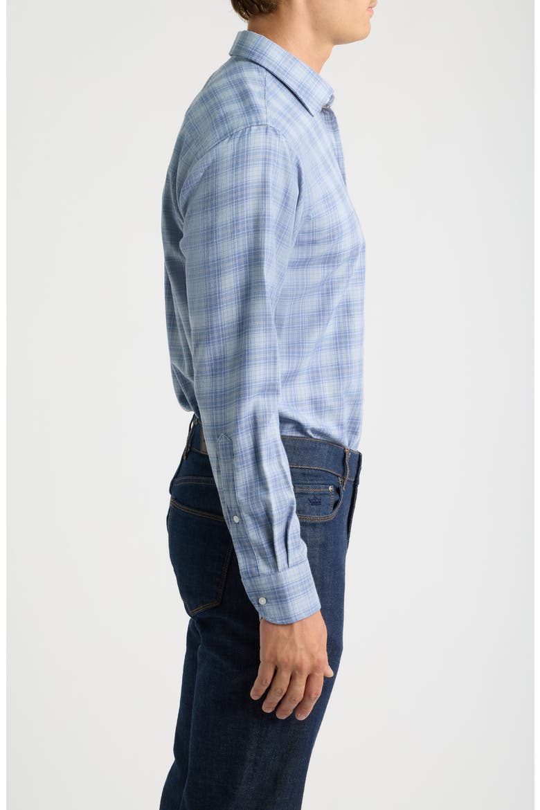 Dean Performance Flannel Plaid Button Up Shirt, Alternate, color, GRAVEL BLUE