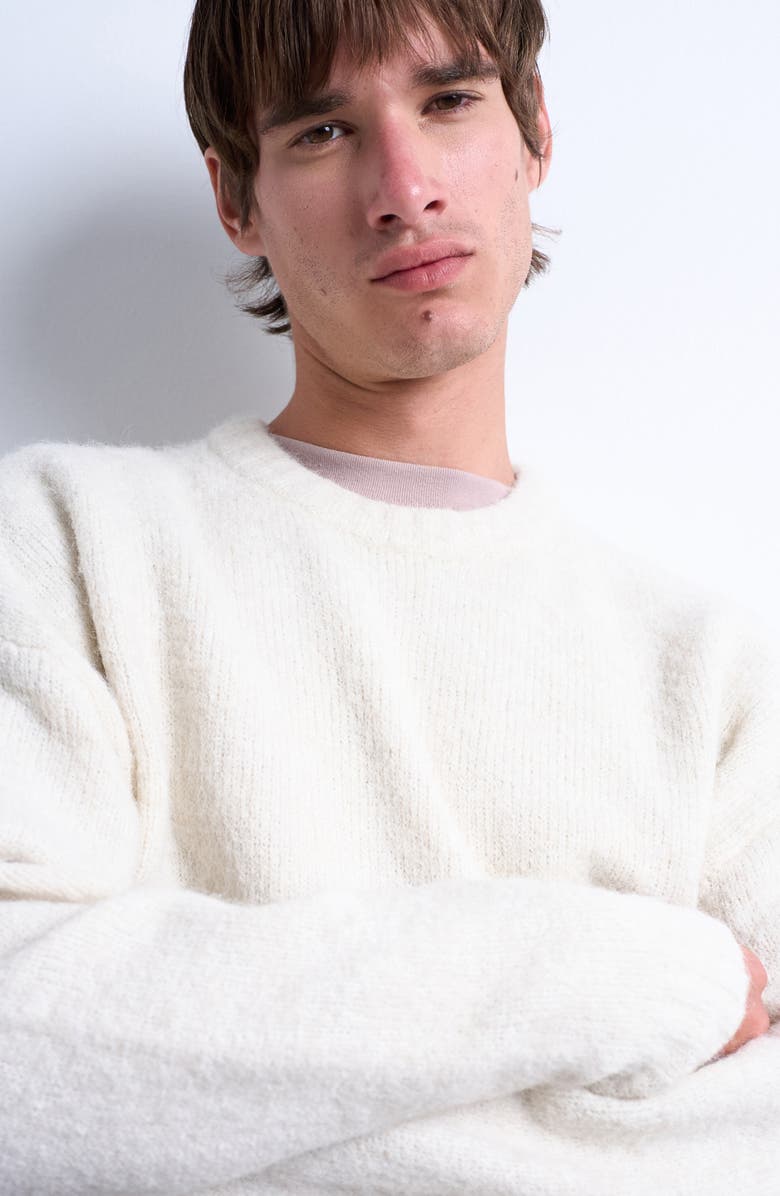 Topman Loose Fit Crewneck Sweater, Alternate, color, Ecru