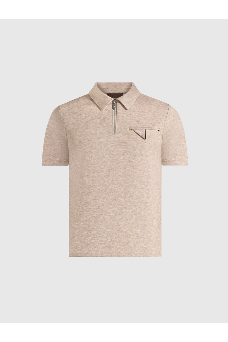 Cassian Zip Polo Shirt, Alternate, color, Taupe