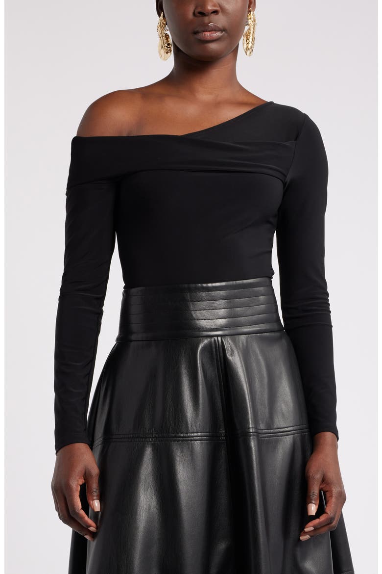 Megan Renee Off the Shoulder Bodysuit, Main, color, BLACK
