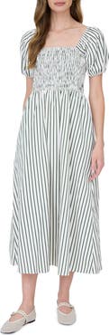 AUGUST SKY Smocked Midi Dress