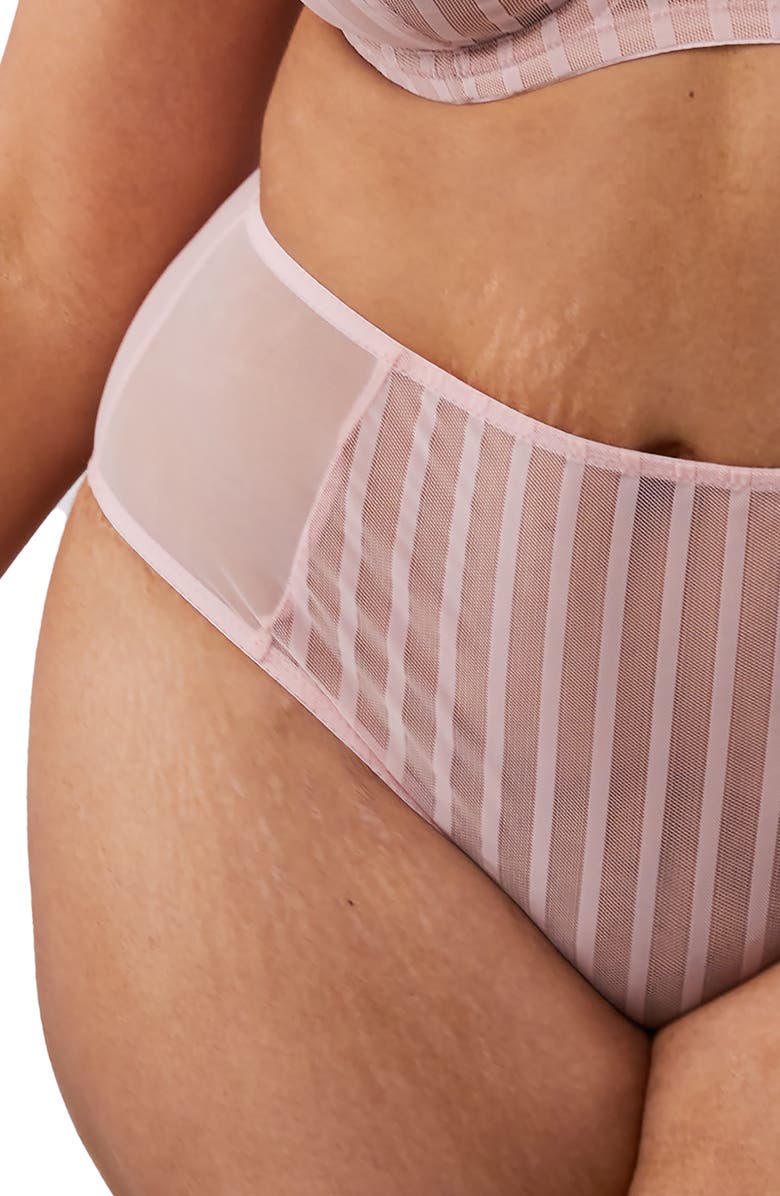 Playful Promises Curve Stripe High Waist Mesh Briefs, Alternate, color,