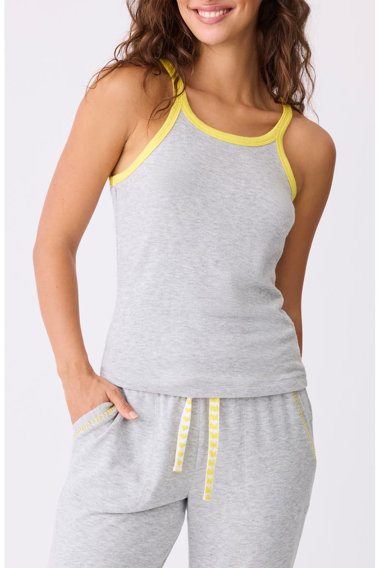 Electric Vibes Pajama Tank, Main, color, HEATHER GREY