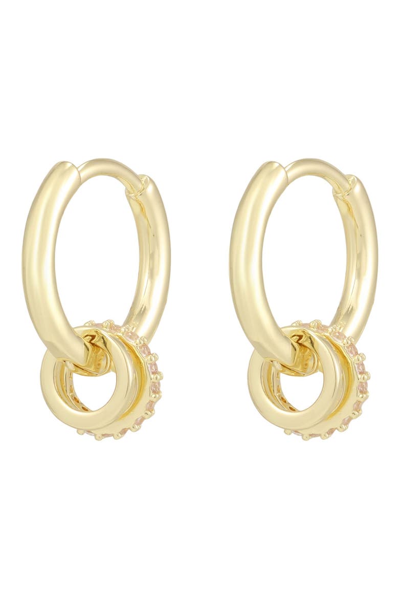 14k Gold Plated Detachable Cubic Zirconia Huggie Hoop Earrings, Alternate, color, GOLD