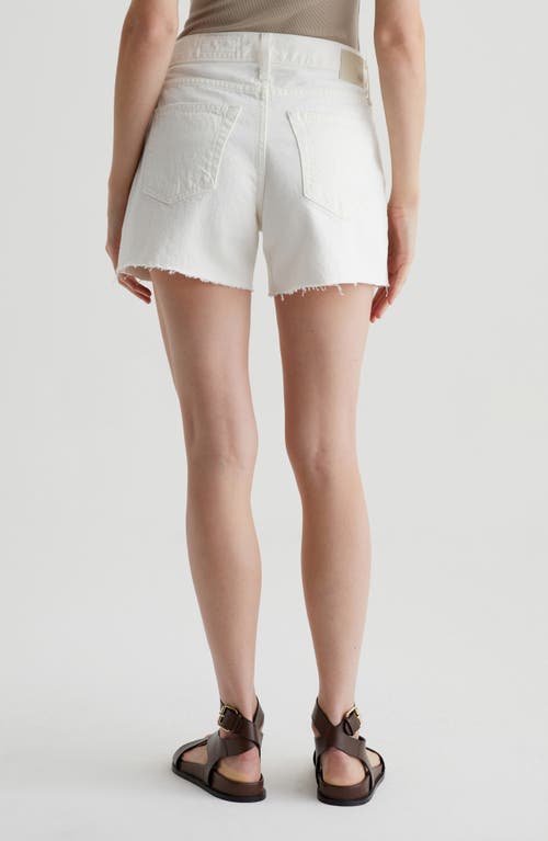 Shop Ag Halle High Waist Raw Hem Denim Shorts In Powder Destructed