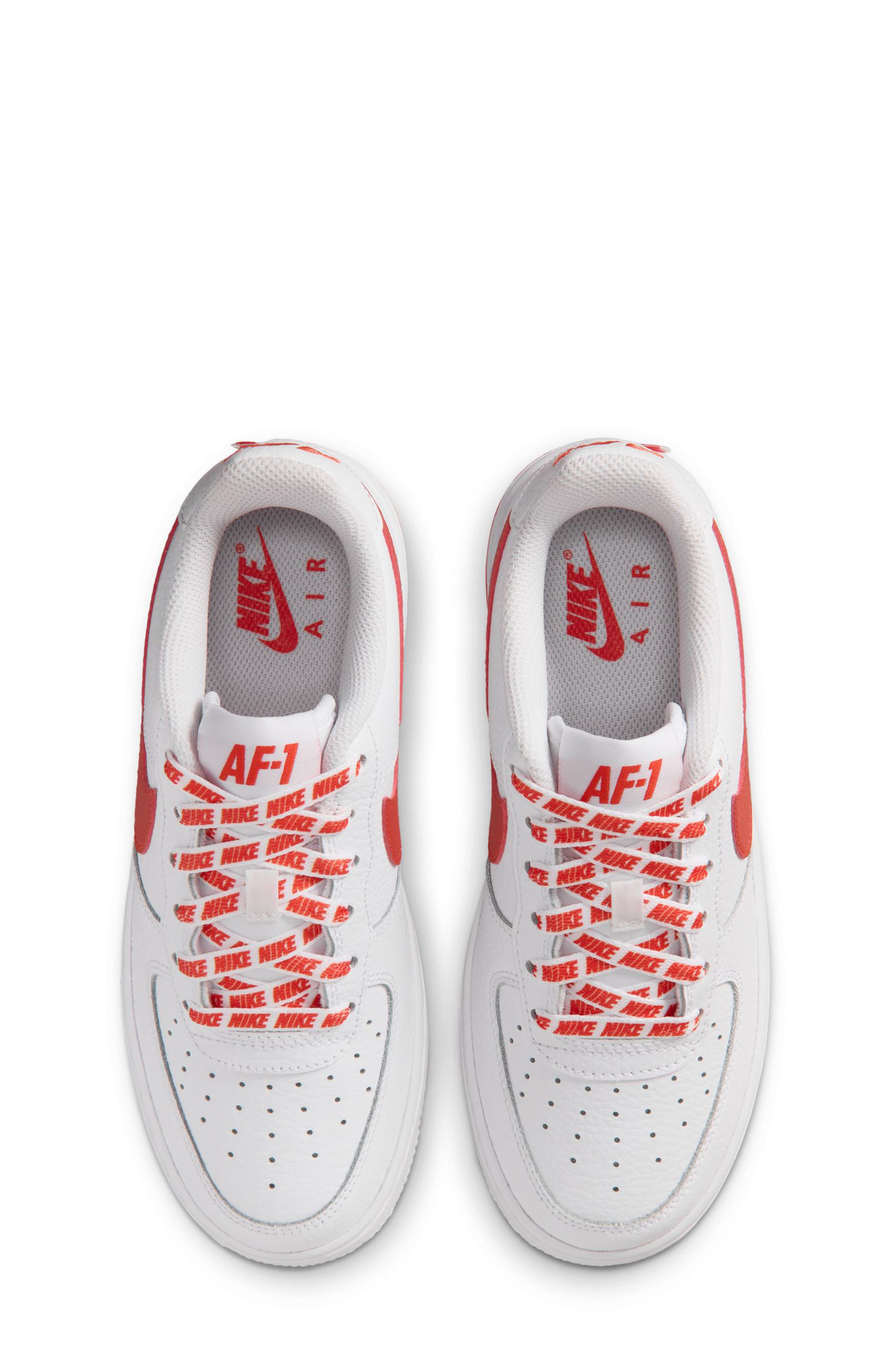 Kids' Air Force 1 Low Basketball Sneaker, Alternate, color, WHITE/ PICANTE RED/ WHITE